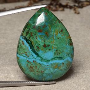 32.28 ct Multicolor Chrysocolla Gemstone, Chrysocolla Gem in Pear Cabochon Shape for Sale.