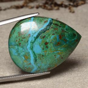 32.28 ct Multicolor Chrysocolla Stone, Natural Chrysocolla in Pear Cabochon Shape for Sale