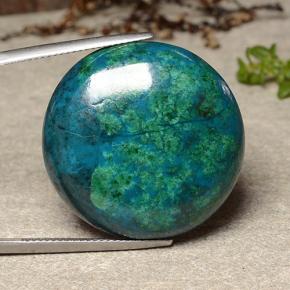 44.93 ct Multicolor Chrysocolla Gemstone, Chrysocolla Gem in Round Cabochon Shape for Sale.