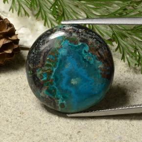 19.55 ct Multicolor Chrysocolla Gemstone, Chrysocolla Gem in Round Cabochon Shape for Sale.