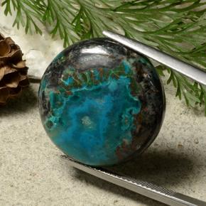 19.55 ct Multicolor Chrysocolla Stone, Natural Chrysocolla in Round Cabochon Shape for Sale