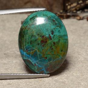 15.45 ct Multicolor Chrysocolla Gemstone, Chrysocolla Gem in Oval Cabochon Shape for Sale.