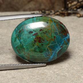 15.45 ct Multicolor Chrysocolla Stone, Natural Chrysocolla in Oval Cabochon Shape for Sale