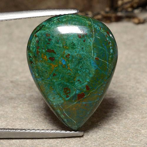 Multicolor Chrysocolla Gema - 17.7ct Cabujón Pera (ID: 486554)