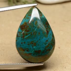 17.59 ct Multicolor Chrysocolla Gemstone, Chrysocolla Gem in Pear Cabochon Shape for Sale.