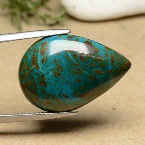 17.59 ct Multicolor Chrysocolla Stone, Natural Chrysocolla in Pear Cabochon Shape for Sale