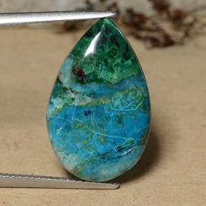 9.54 ct Multicolor Chrysocolla Gemstone, Chrysocolla Gem in Pear Cabochon Shape for Sale.