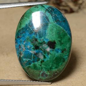 23.35 ct Multicolor Chrysocolla Gemstone, Chrysocolla Gem in Oval Cabochon Shape for Sale.