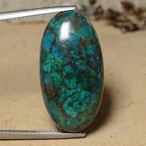 18.81 ct Multicolor Chrysocolla Gemstone, Chrysocolla Gem in Oval Cabochon Shape for Sale.