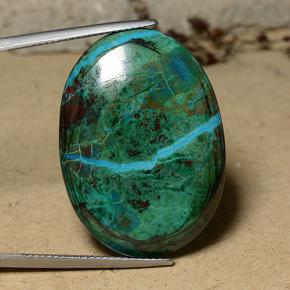 31.30 ct Multicolor Chrysocolla Gemstone, Chrysocolla Gem in Oval Cabochon Shape for Sale.