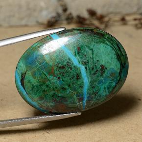 31.30 ct Multicolor Chrysocolla Stone, Natural Chrysocolla in Oval Cabochon Shape for Sale