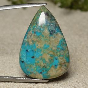 17.67 ct Multicolor Chrysocolla Gemstone, Chrysocolla Gem in Pear Cabochon Shape for Sale.