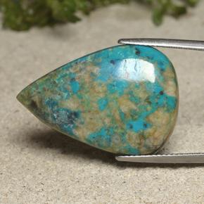 17.67 ct Multicolor Chrysocolla Stone, Natural Chrysocolla in Pear Cabochon Shape for Sale