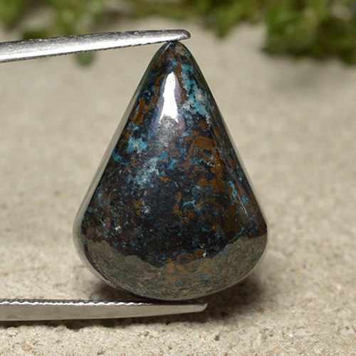 Multicolor Chrysocolla Gema - 27.3ct Cabujón Pera (ID: 498334)