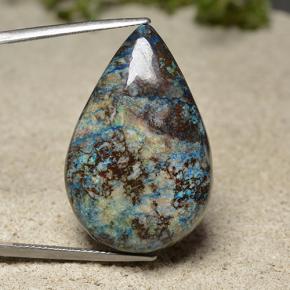 39.9ct Pear Cabochon Multicolor Chrysocolla Gem for sale 39.9ct Pear Cabochon Multicolor Chrysocolla Gem (ID: 498337)