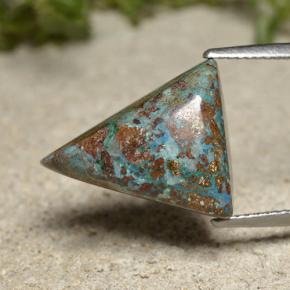 12.09 ct Multicolor Chrysocolla Stone, Natural Chrysocolla in Trillion Cabochon Shape for Sale