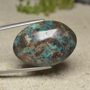 30.82 ct Multicolor Chrysocolla Stone, Natural Chrysocolla in Oval Cabochon Shape for Sale