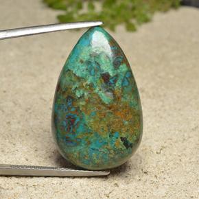 21.16 ct Multicolor Chrysocolla Gemstone, Chrysocolla Gem in Pear Cabochon Shape for Sale.