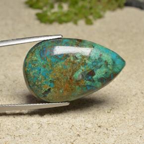 21.16 ct Multicolor Chrysocolla Stone, Natural Chrysocolla in Pear Cabochon Shape for Sale