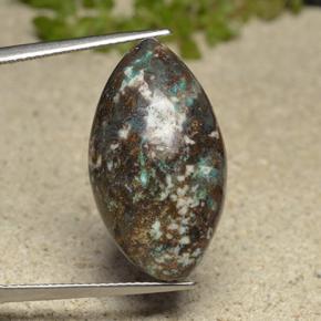 15.73 ct Multicolor Chrysocolla Gemstone, Chrysocolla Gem in Marquise Cabochon Shape for Sale.