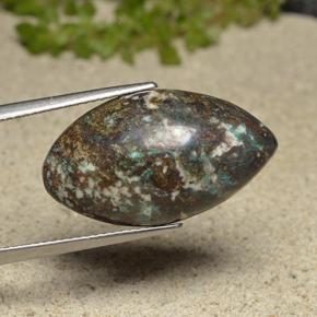 15.73 ct Multicolor Chrysocolla Stone, Natural Chrysocolla in Marquise Cabochon Shape for Sale