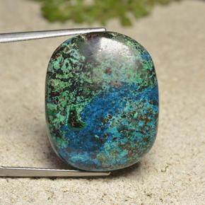 31.41 ct Multicolor Chrysocolla Gemstone, Chrysocolla Gem in Cushion Cabochon Shape for Sale.