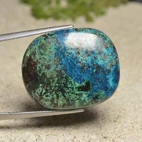 31.41 ct Multicolor Chrysocolla Stone, Natural Chrysocolla in Cushion Cabochon Shape for Sale