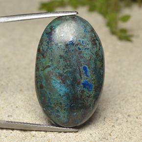 36.86 ct Multicolor Chrysocolla Gemstone, Chrysocolla Gem in Oval Cabochon Shape for Sale.