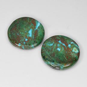 13.12 ctw Multicolor Chrysocolla Stones, Natural Chrysocolla in Round Cabochon Shape for Sale