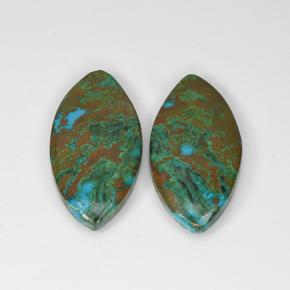 15.59 ctw Multicolor Chrysocolla Gemstones, Chrysocolla Gems in Marquise Cabochon Shape for Sale.