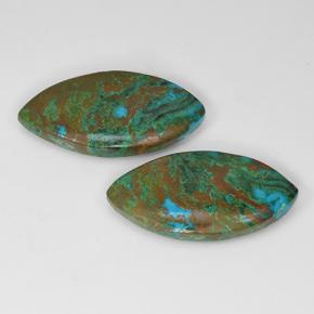 15.59 ctw Multicolor Chrysocolla Stones, Natural Chrysocolla in Marquise Cabochon Shape for Sale