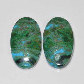 20.66 ctw Multicolor Chrysocolla Gemstones, Chrysocolla Gems in Oval Cabochon Shape for Sale.