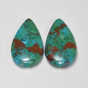 10.79 ctw Multicolor Chrysocolla Gemstones, Chrysocolla Gems in Pear Cabochon Shape for Sale.