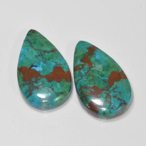 10.79 ctw Multicolor Chrysocolla Stones, Natural Chrysocolla in Pear Cabochon Shape for Sale