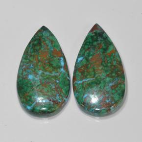 25.04 ctw Multicolor Chrysocolla Gemstones, Chrysocolla Gems in Pear Cabochon Shape for Sale.