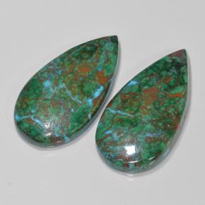 25.04 ctw Multicolor Chrysocolla Stones, Natural Chrysocolla in Pear Cabochon Shape for Sale
