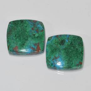 17.54 ctw Multicolor Chrysocolla Stones, Natural Chrysocolla in Cushion Cabochon Shape for Sale
