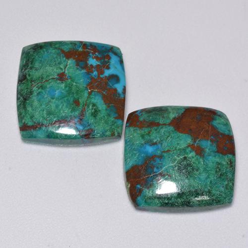 12.61 ctw Multicolor Chrysocolla Gemstones, Chrysocolla Gems in Cushion Cabochon Shape for Sale.