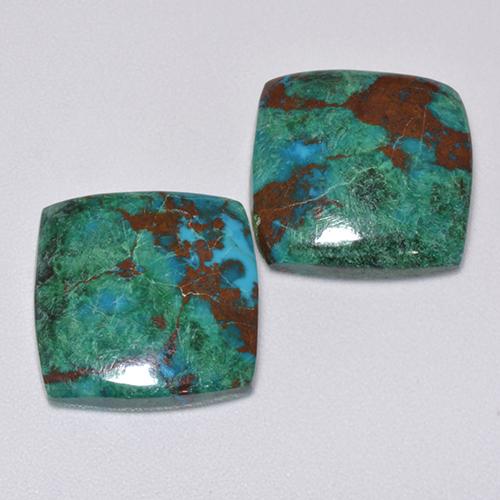 12.61 ctw Multicolor Chrysocolla Stones, Natural Chrysocolla in Cushion Cabochon Shape for Sale