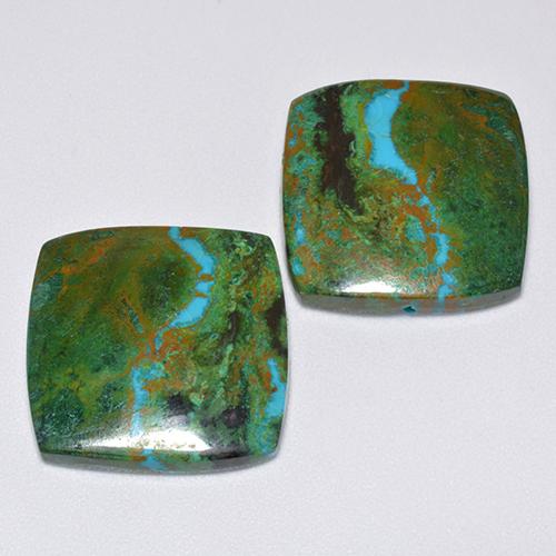 20.05 ctw Multicolor Chrysocolla Stones, Natural Chrysocolla in Cushion Cabochon Shape for Sale