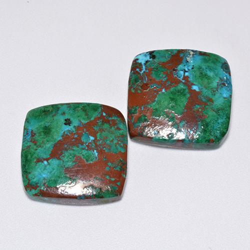 18.44 ctw Multicolor Chrysocolla Stones, Natural Chrysocolla in Cushion Cabochon Shape for Sale