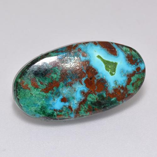 6.04 ct Multicolor Chrysocolla Gemstone, Chrysocolla Gem in Oval Cabochon Shape for Sale.
