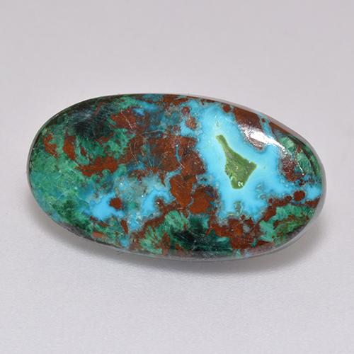 6.04 ct Multicolor Chrysocolla Stone, Natural Chrysocolla in Oval Cabochon Shape for Sale