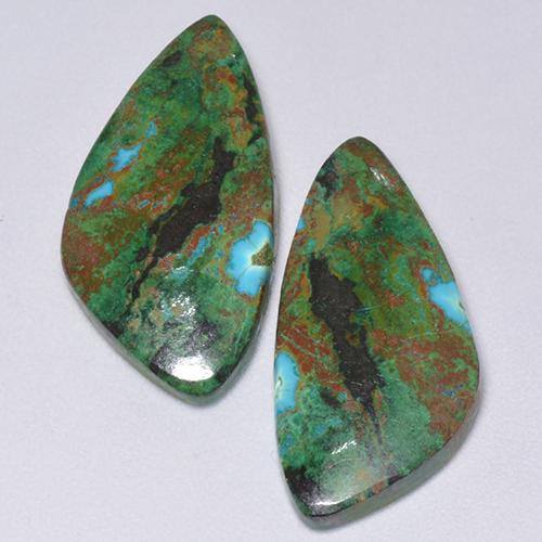 13.86 ctw Multicolor Chrysocolla Gemstones, Chrysocolla Gems in Fancy Cabochon Shape for Sale.