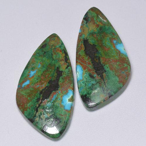 13.86 ctw Multicolor Chrysocolla Stones, Natural Chrysocolla in Fancy Cabochon Shape for Sale