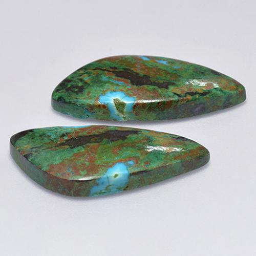 Chrysocolla Gemstones in 22.6 x 11.3 mm Size for Sale, Chrysocolla Stones in Multicolor Color