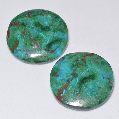 18.56 ctw Multicolor Chrysocolla Gemstones, Chrysocolla Gems in Round Cabochon Shape for Sale.