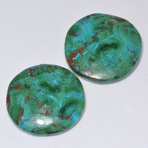 18.56 ctw Multicolor Chrysocolla Stones, Natural Chrysocolla in Round Cabochon Shape for Sale