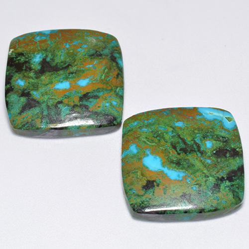 23.60 ctw Multicolor Chrysocolla Gemstones, Chrysocolla Gems in Cushion Cabochon Shape for Sale.