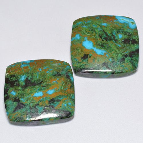 23.60 ctw Multicolor Chrysocolla Stones, Natural Chrysocolla in Cushion Cabochon Shape for Sale